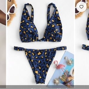 Zaful leopard knots gathered bikini